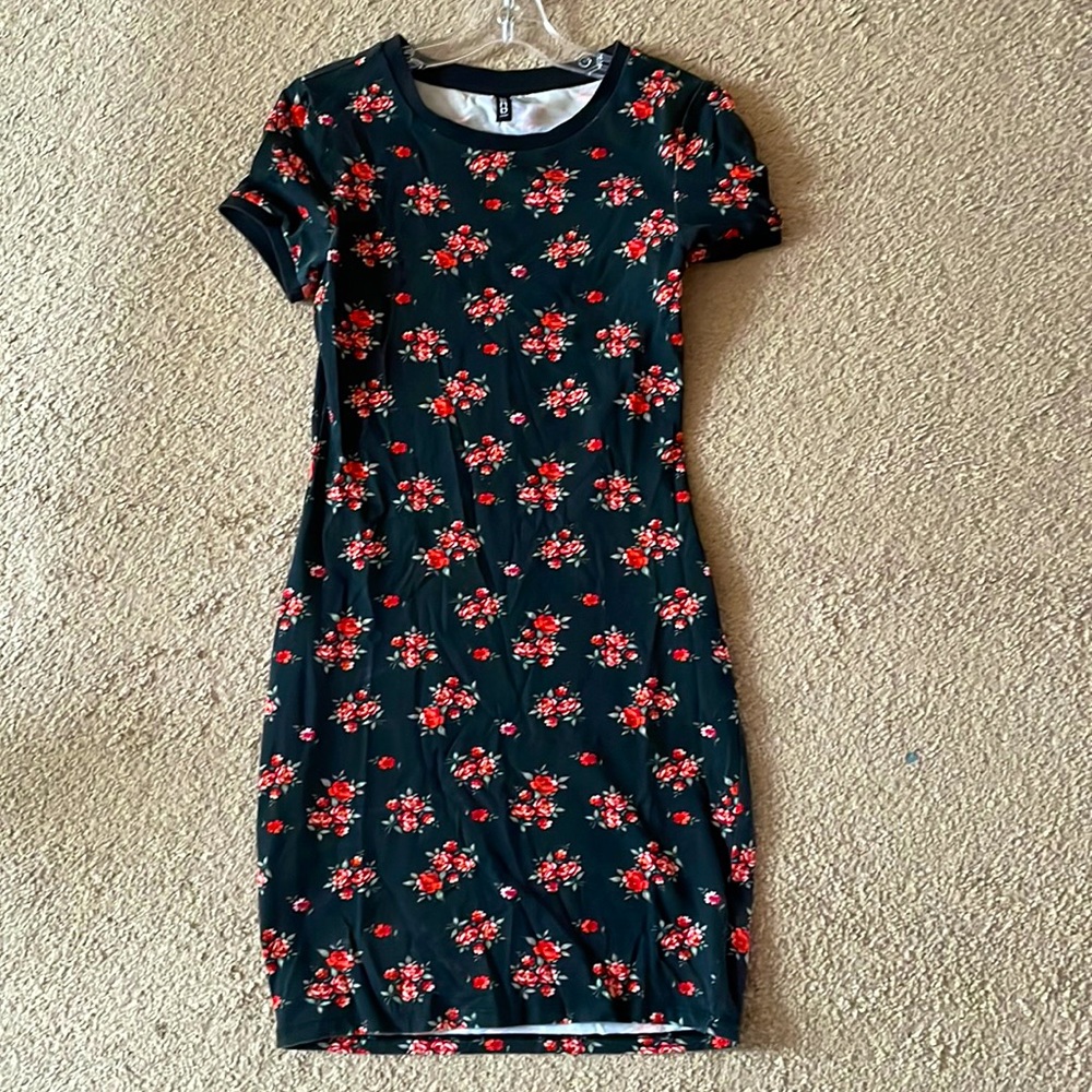 Floral Black bodycon dress